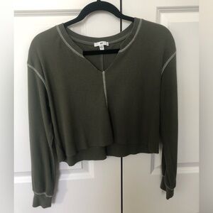 BP. Waffle Knit Long Sleeve Crop Top